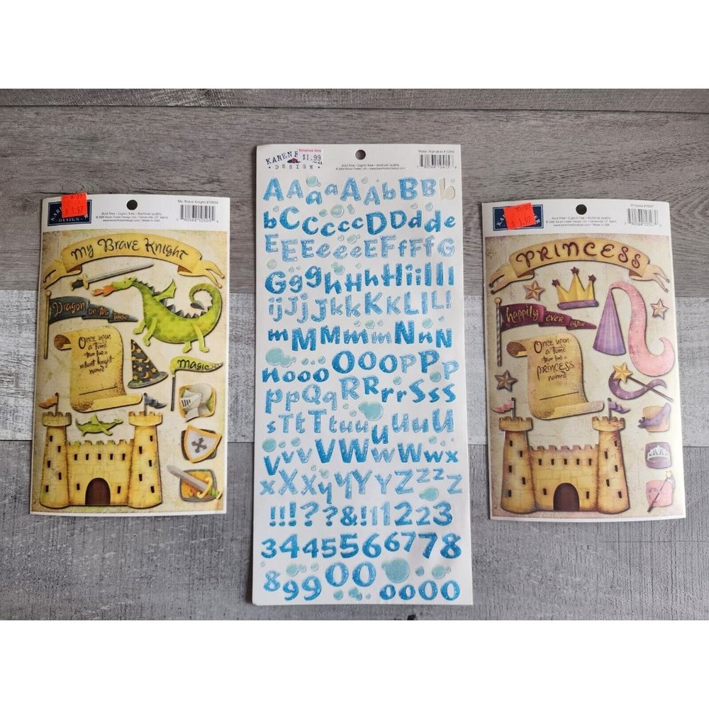 Knight Princess Dragon Castle Scrapbooking Stickers Karen Foster New Retired #47